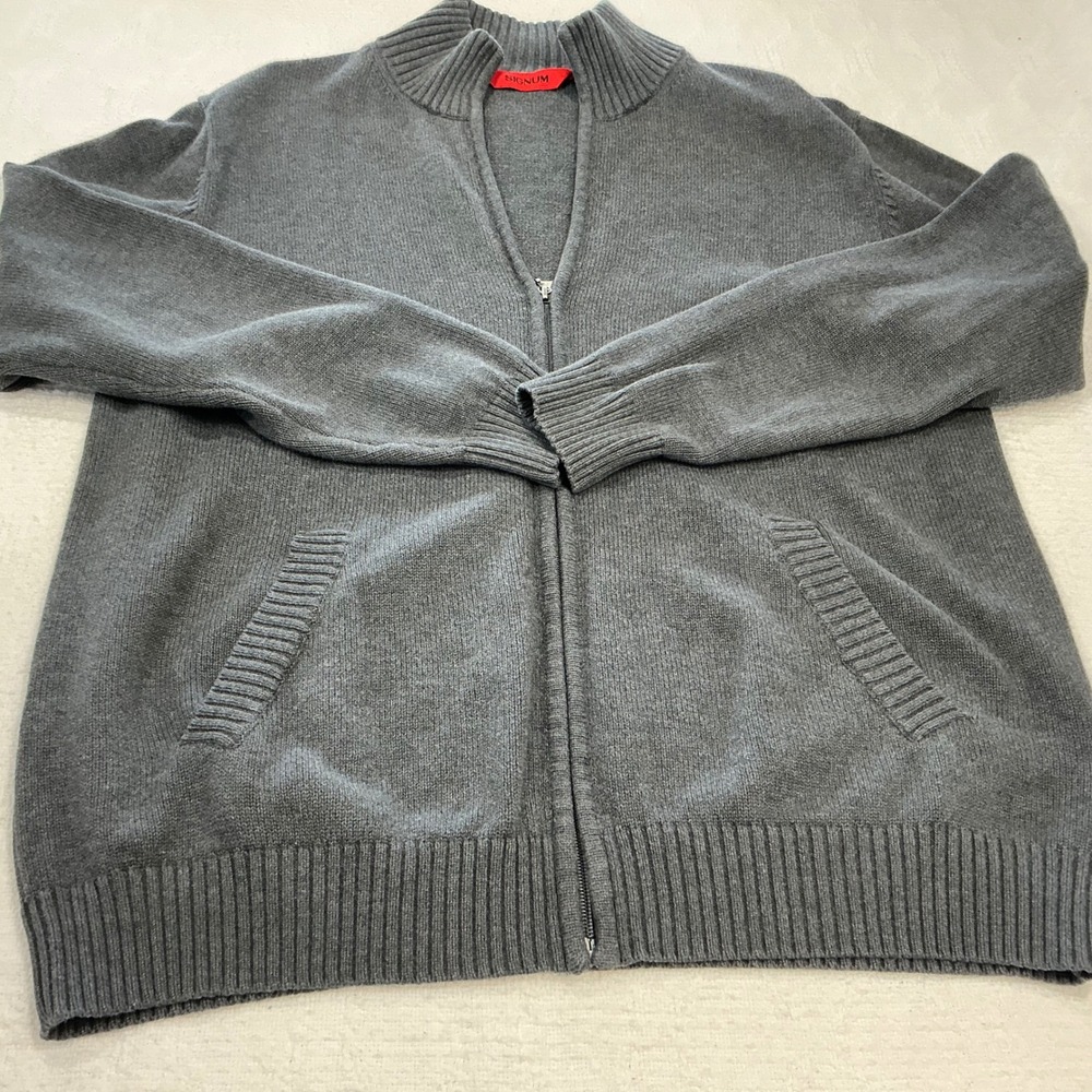 Signum Mens Full Zip Cardigan Sweater Charcoal Gray Mock Neck Knit Size Large - Picture 4 of 8